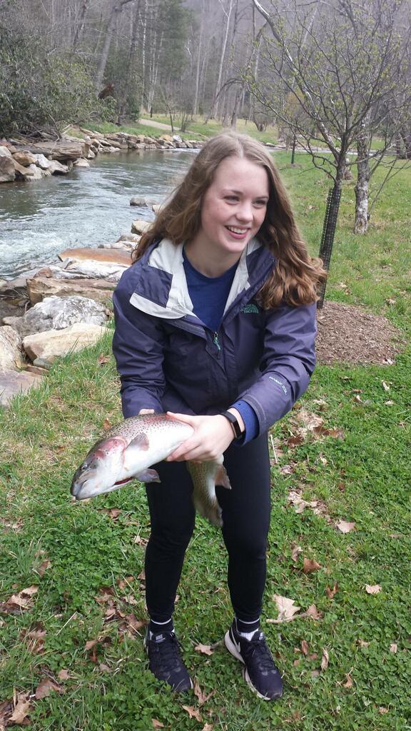 Girl with trout,Mountain water adventures, fly fishing, musky fishing wv, fly fishing wv, fly fishing for musky, native trout, group trip fly fishing, trout fishing wv, musky on a fly, rainbow trout wv, spring fed fly fishing streams, brown trout wv, golden trout wv, certified fishing guide, certified fishing guide wv, wv, west Virginia, private water fly fishing, west Virginia fly fishing, private fly fishing, private land fly fishing, Monroe County WV, Greenbrier County WV, stream restoration, restored fly fishing stream, Greenbrier, Greenbrier resort, White Sulphur Springs, fly casting instruction, James Crews, Clare Lyons, Second Creek, Drop Lick Creek, the New River, Lazy River, fly fishing gear,Second Creek, Fly fishing wv